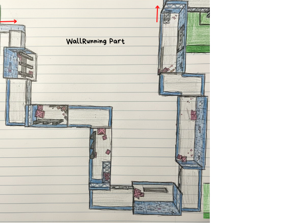Top-Down Level Design - Wall Running Section